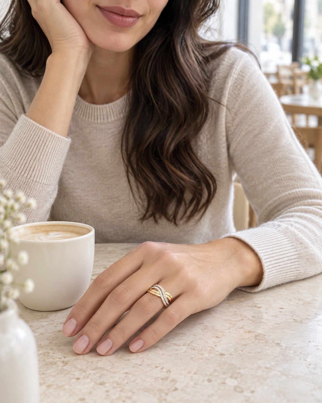 Golden Wave Flow Ring