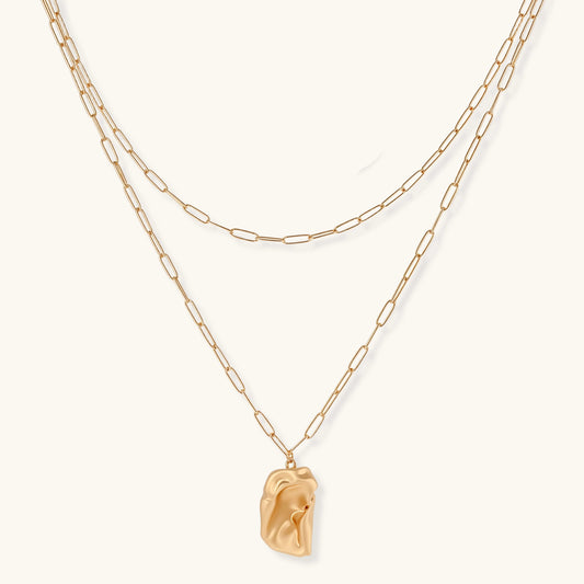 Molten Dreams gold-tone layered necklace on a white background