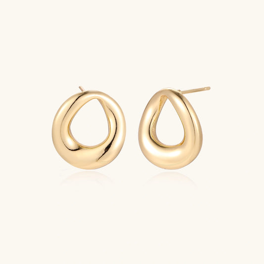 Elara Loop Studs gold-tone earrings on a white background