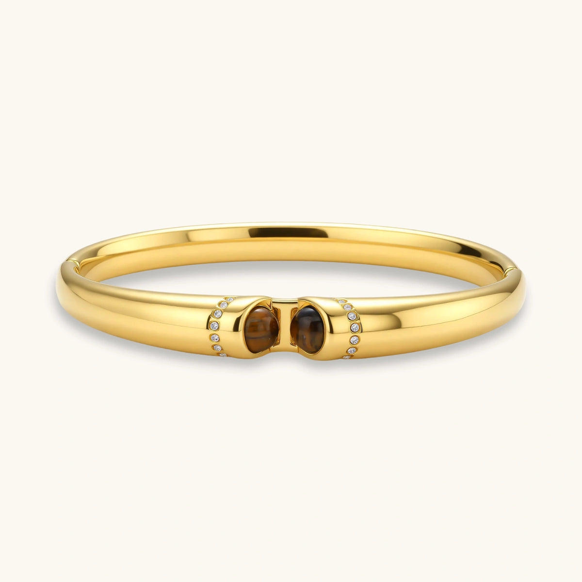 Tiger Eye Bangle gold-toned bracelet on a white background