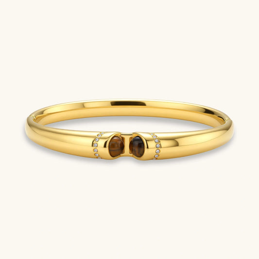 Tiger Eye Bangle gold-toned bracelet on a white background